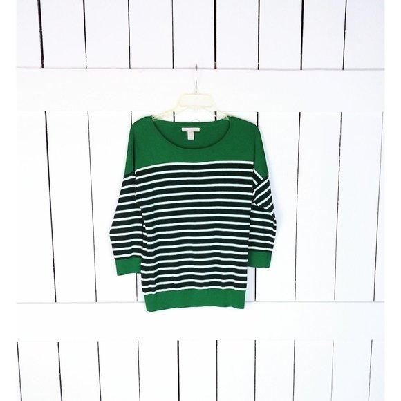 Banana Republic green striped knit pullover sweater top - Picture 1 of 3